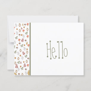 Whimsical Red Green Brown Mushroom and Acorn  Postkarte