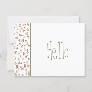 Whimsical Red Green Brown Mushroom and Acorn  Postkarte