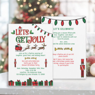 Whimsical Red Green Santa Reindee Weihnachtsfest P