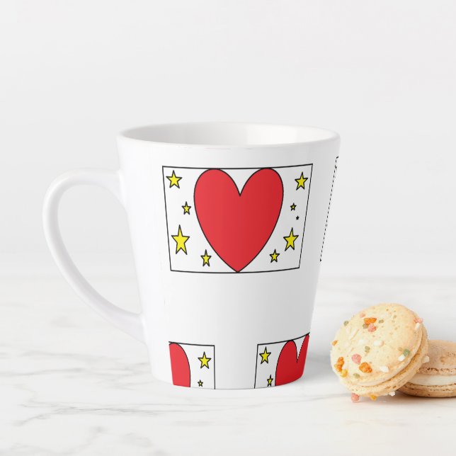 Whimsical Red Heart and Gold Stars Latte Mug Milchtasse (Beispiel)