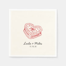 Whimsical red heart minimalistic wedding