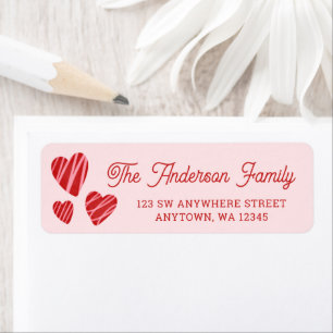 Whimsical Red Hearts Pink Rücksendeadresse