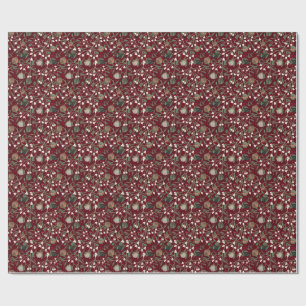 Whimsical Red Mistletoe & Bauble Weihnachten Geschenkpapier