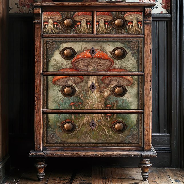 Whimsical Red Mushroom Naturok Kunsthandwerk Seidenpapier (Von Creator hochgeladen)