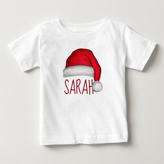 Whimsical Red Painted Weihnachtsmannmütze Baby T-shirt (Vorderseite)