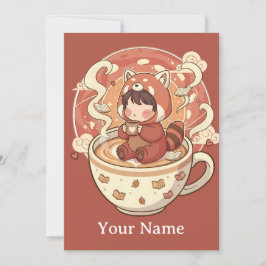  Whimsical Red Panda Coffee Greeting Card Feiertagskarte