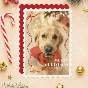 Whimsical Red Ribbon Pet Foto Frohe Weihnachten
