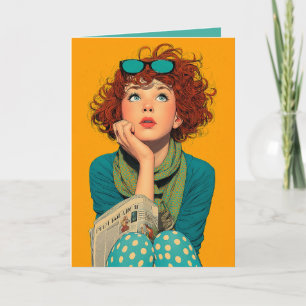 Whimsical Redhead in Polka Dots Einladung