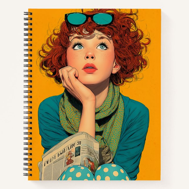 Whimsical Redhead in Polka Dots Notizbuch (Vorderseite)