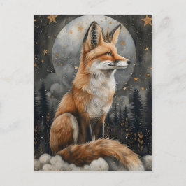 Whimsical Regal Red Fox in Mystic Moonlight Postkarte
