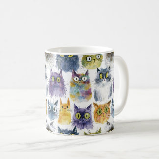 Whimsical Regenbogen-Aquarell-Katzen Kaffeetasse