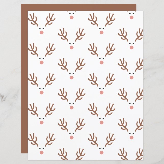 Whimsical Reindeer Boho Pattern Scrapbook Paper (Vorne/Hinten)