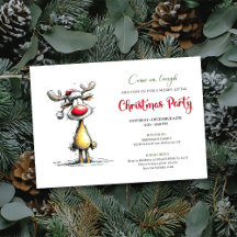 Whimsical Reindeer Editable Christmas Invitation