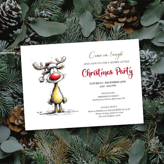 Whimsical Reindeer Editable Christmas Invitation Einladung (Whimsical Reindeer Editable Christmas Invitation)