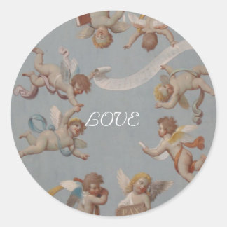 Whimsical Renaissance Cherubs Runder Aufkleber