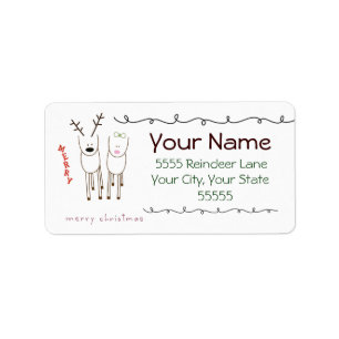 Whimsical Rentier Christmas Address Labels Adressaufkleber