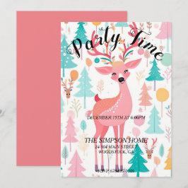 Whimsical Rentier Weihnachtsfeiertag Einladung