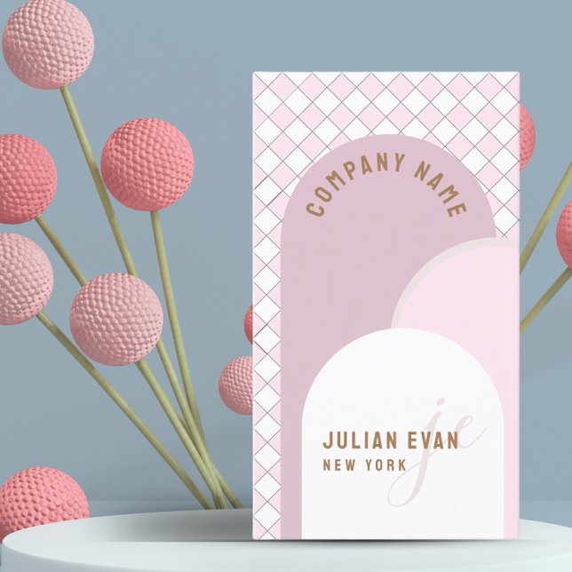 Whimsical Retro Arch Dusty Pink Business Card Visitenkarte (Von Creator hochgeladen)