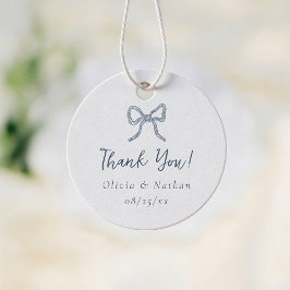 Whimsical Retro Blue Bow Wedding Thank You Geschenkanhänger