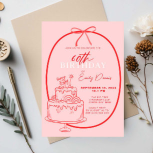 Whimsical Retro Border 60. Geburtstagsparty Einladung