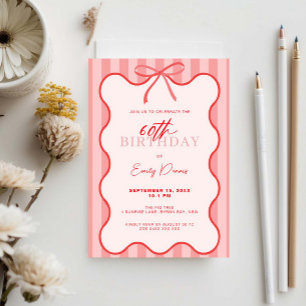 Whimsical Retro Border 60. Geburtstagsparty Einladung