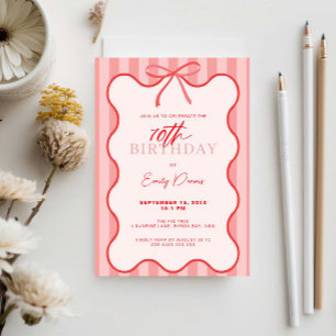 Whimsical Retro Border 70. Geburtstagsparty Einladung