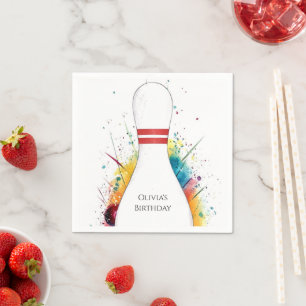 Whimsical Retro Bowling Geburtstag Serviette