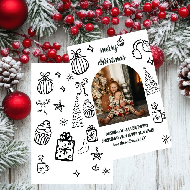 Whimsical Retro Christmas Arch Foto Holiday Card Einladung (Von Creator hochgeladen)