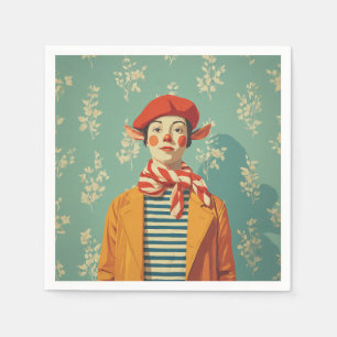 Whimsical Retro Christmas Elf Serviette