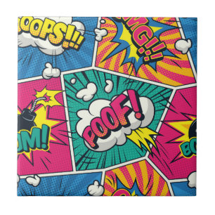 Whimsical Retro Comic Blast - Pop Art Fliese