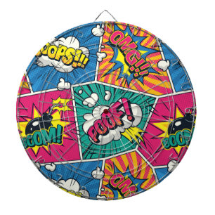 Whimsical Retro Comic Burst - Pop Art Dartscheibe