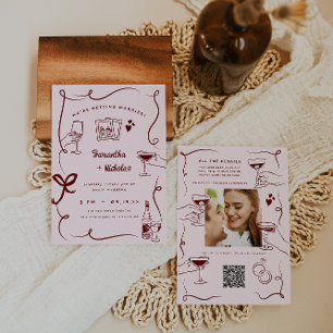 Whimsical Retro Doodle Art Hochzeit Einladung