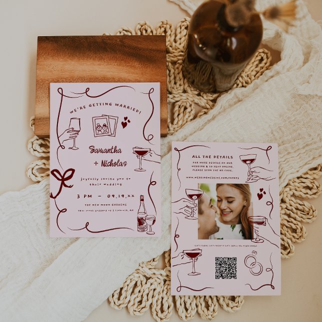 Whimsical Retro Doodle Art | Hochzeit Einladung (Von Creator hochgeladen)