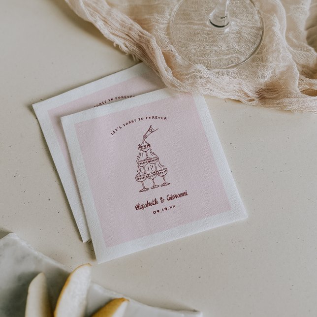 Whimsical Retro Doodle Art | Hochzeit von Napkins Serviette (Von Creator hochgeladen)