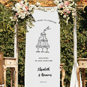 Whimsical Retro Doodle Art   Hochzeitsbegrüßung Banner