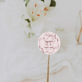 Whimsical Retro Doodle | Hochzeit Runder Aufkleber