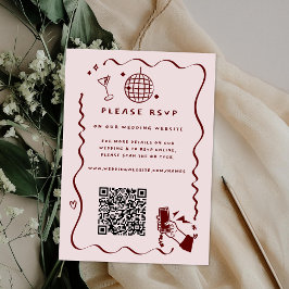 Whimsical Retro Doodle | Hochzeitsseite QR Code Begleitkarte