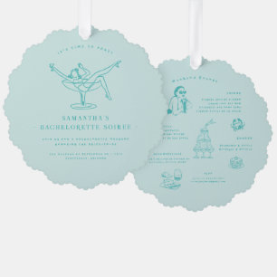 Whimsical Retro Doodle   Junggesellinnen-Wochenend Ornament Karte