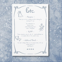 Whimsical Retro Hand Drawn Dusty Blue Wedding