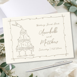 Whimsical Retro Handgezeichnete Hochzeit Gästebuch