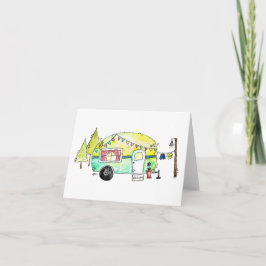 Whimsical Retro Happy Camper Karte
