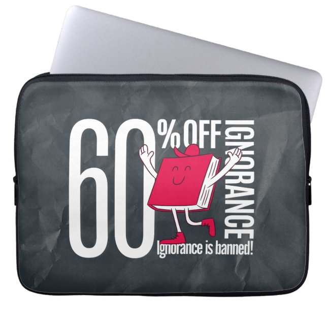 Whimsical Retro Ignorance Is Banned Laptop Sleeve (Vorderseite)