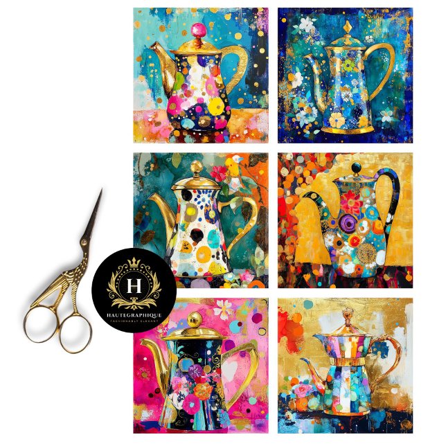 Whimsical Retro-Kaffeekanne Dekoupage Seidenpapier (Von Creator hochgeladen)