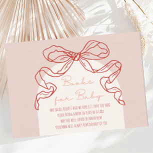 Whimsical Retro Orange Hand Drawn Bow Baby Dusche Begleitkarte