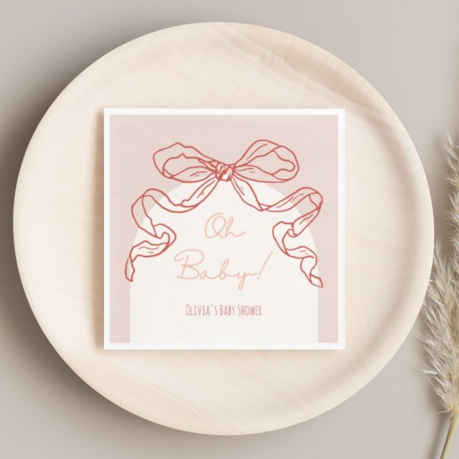 Whimsical Retro Orange Hand Drawn Bow Baby Dusche Serviette (Von Creator hochgeladen)