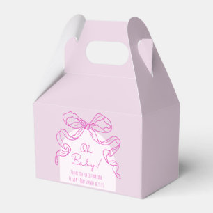 Whimsical Retro Pink Hand Drawn Bow Baby Dusche Geschenkschachtel