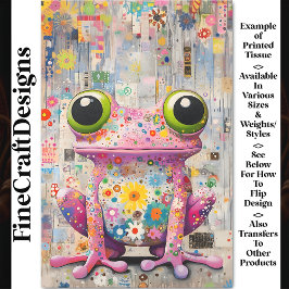 Whimsical Retro Pop Art Pink Frosch BP6A Decoupage Seidenpapier