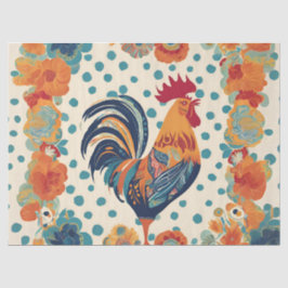 Whimsical Retro Rooster Seidenpapier