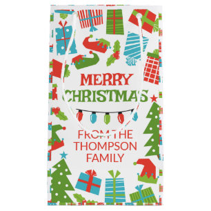 Whimsical Retro Tree & Geschenke Frohe Weihnachten Kleine Geschenktüte