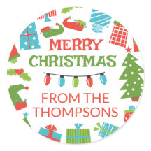 Whimsical Retro Tree & Geschenke Frohe Weihnachten